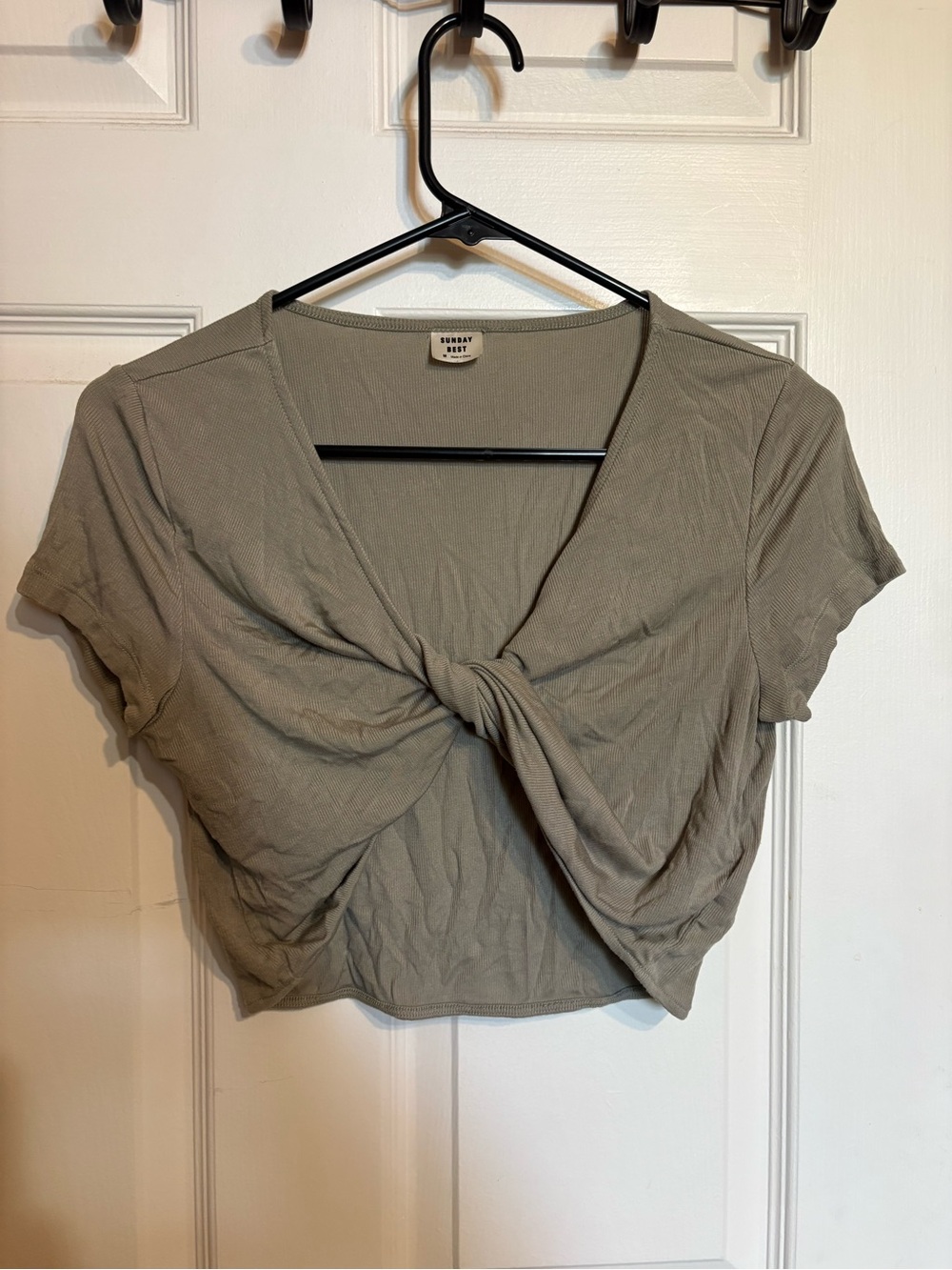 Sunday Best Sage Twist-Knot Crop Top